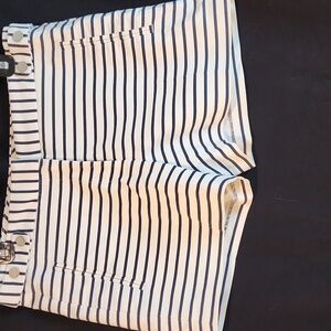 Zara brand women's size S Nautical navy and white colored striped shorts
